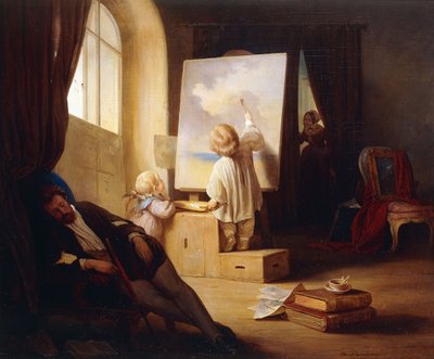 Der Schlafende Maler, 1841 von Josef Danhauser