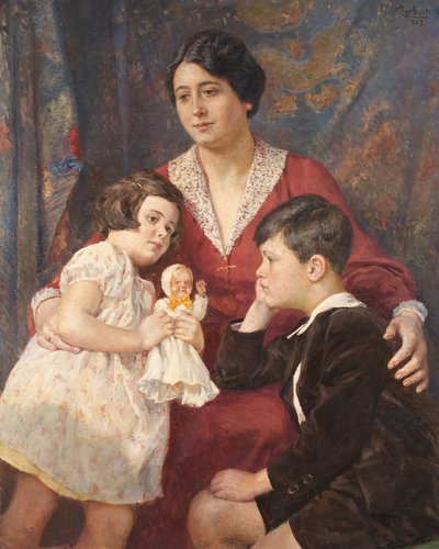 Frau Hirsch mit ihren Kindern von Josef Engelhart