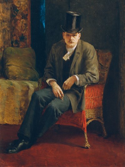 Selbstporträt mit Zylinder von Josef Engelhart