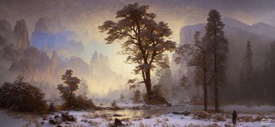 JJM rekreiert Bierstadt-A: Tal der Yosemite-Schneefall von Josef Johann Michel