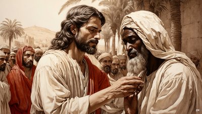 Jesus heilt den blinden Bettler von Josef Johann Michel