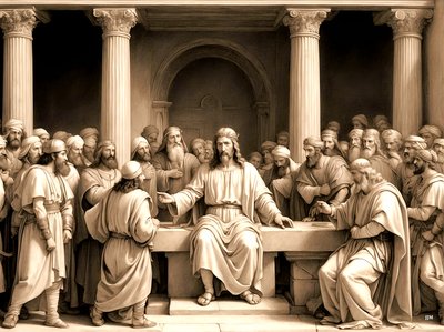 Jesus lehrt im Tempel von Josef Johann Michel