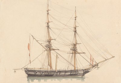 Einzelne Brigantine, Segel gerefft von Joseph Cartwright