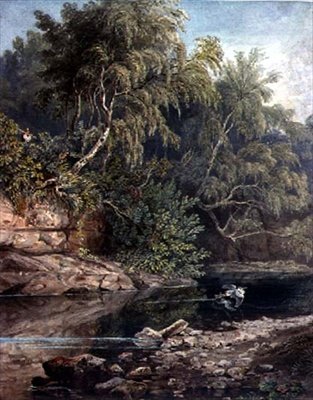 Waldszene mit einem aufgeschreckten Reiher von Joseph Clayton Bentley