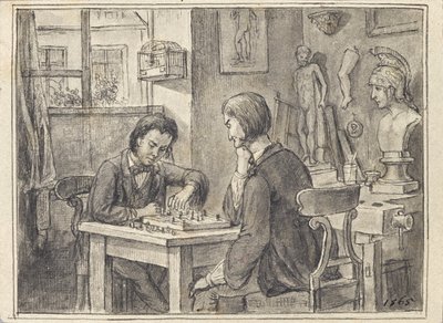 Die Schachspieler im Bildhauer-Atelier von Joseph Eugen Hörwarter