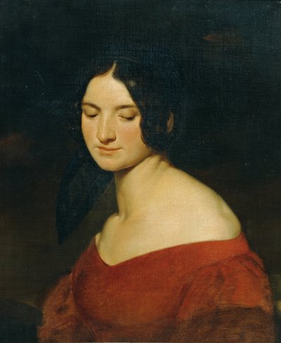 Dame in indischrotem Kleid von Joseph Hasslwander