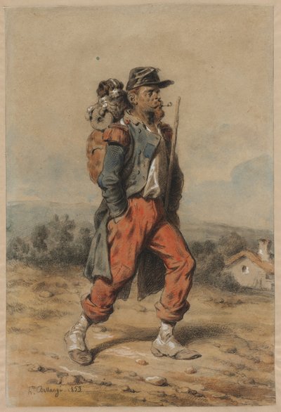 Soldat mit Hund von Joseph Louis Hippolyte Bellange
