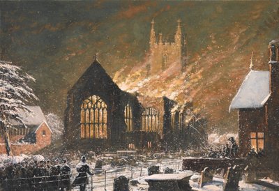 Croydon Kirche in Flammen, 5. Januar von Joseph Nash