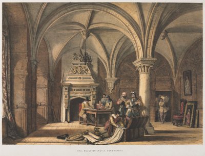 Halle, Bolsover Castle, Derbyshire von Joseph Nash