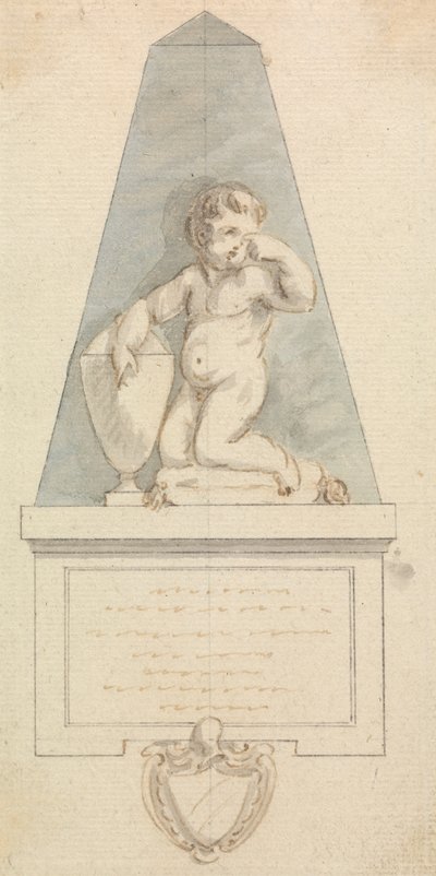 Grab: Weinender Cherub bei einer Urne von Joseph Nollekens