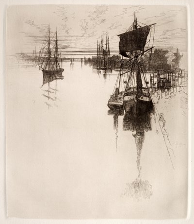 Unterhalb der Chestnut Street Brücke, Philadelphia, 1884 von Joseph Pennell