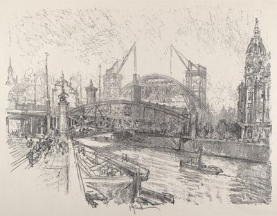 Bau des Friedrichstraße Bahnhofs von Joseph Pennell