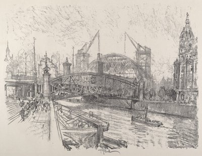 Bau des Friedrichstraßenbahnhofs, 1921 von Joseph Pennell