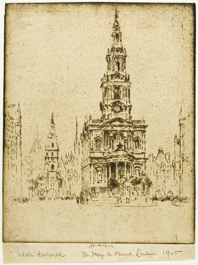 Kirche von Saint Mary-le-Strand von Joseph Pennell