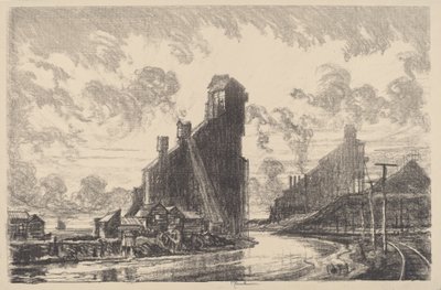 Kohlenbrecher am Fluss, 1910 von Joseph Pennell