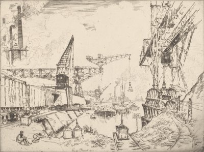 Kräne in Duisburg, 1910 von Joseph Pennell