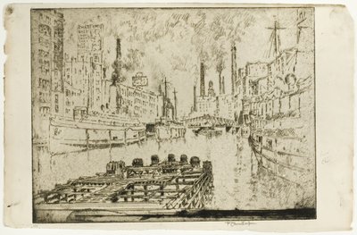 Dampfer auf dem See, Chicago von Joseph Pennell