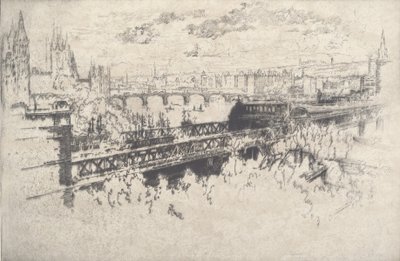 London über die Charing Cross Bridge von Joseph Pennell