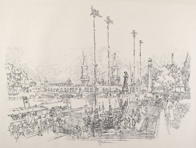 Oberbaumbrücke, Berlin, 1921 von Joseph Pennell