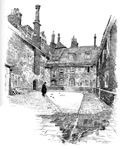 Alte Charterhouse: In Washhouse Court, 1886 von Joseph Pennell