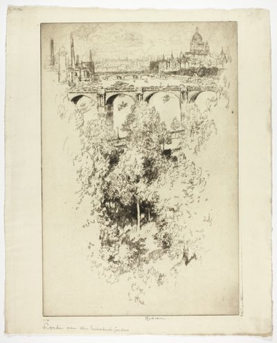 Über die Waterloo-Brücke, Kirche und Arbeit von Joseph Pennell