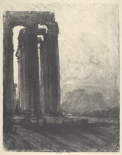 Tempel des Jupiter, Abend, 1913 von Joseph Pennell