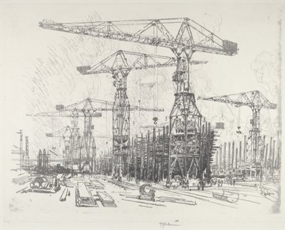 Die alte Werft, 1916 von Joseph Pennell