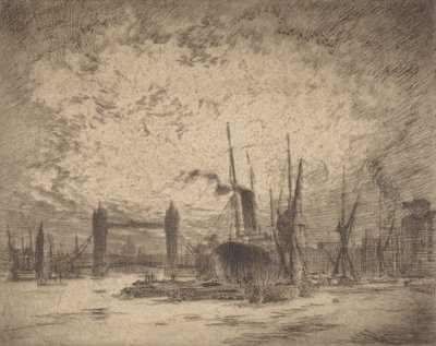 Tower Bridge, Abend, 1905 von Joseph Pennell