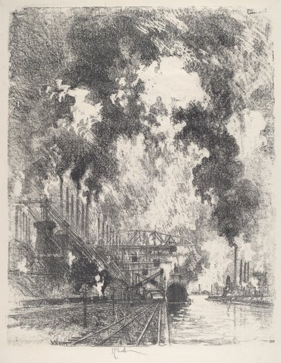 Erz entladen von Joseph Pennell