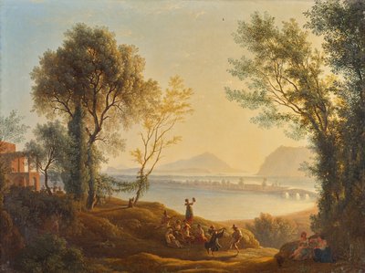 Italienische Landschaft mit Sonnenuntergang von Joseph Rebell