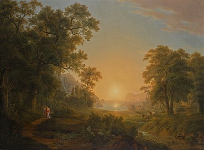 Waldlandschaft mit Sonnenaufgang von Joseph Rebell