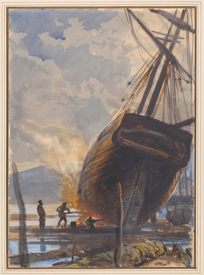 Kalfatern des Schoners, Falmouth Hafen von Joseph Severn