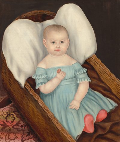 Baby im Weidenkorb von Joseph Whiting Stock