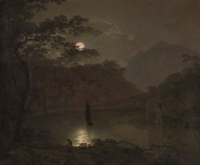 Ein See im Mondlicht von Joseph Wright of Derby