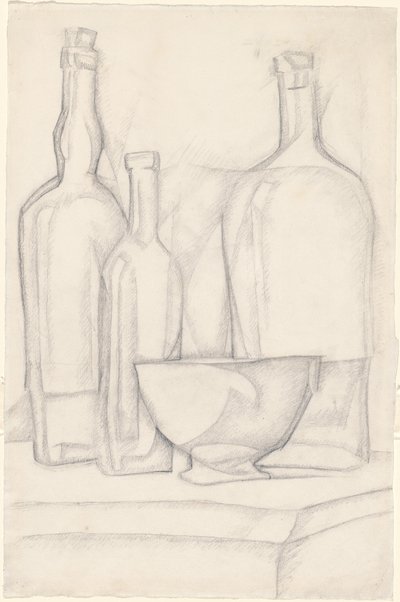 Flaschen und Schüssel von Juan Gris