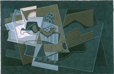 Gitarre und Flasche von Juan Gris