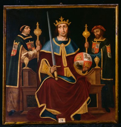 Heiliger Ferdinand auf dem Thron mit zwei Höflingen von Juan de Juanes