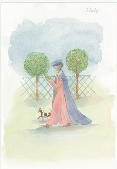 Eine mittelalterliche Dame in einem Garten von Judith Dobie