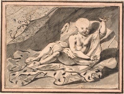 Putti, liegend auf Hermelinmantel von Jürgen Ovens