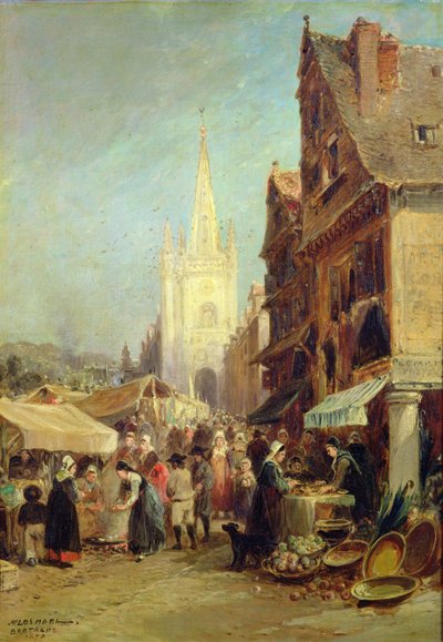 Markt in Hennebont von Jules Achille Noel
