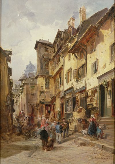 Straßenszene, Nordfrankreich von Jules Achille Noel