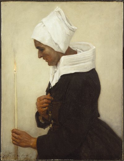 Bretonische Bäuerin mit Kerze, ca. 1869 von Jules Breton