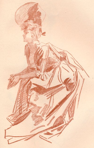 Zeichnung in Rötel, um 1900 1903-1904 von Jules Cheret