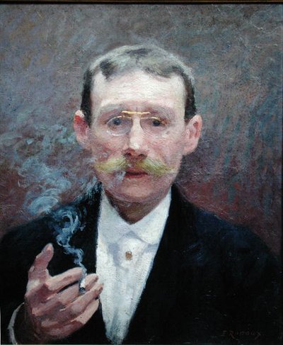 Selbstporträt, rauchend von Jules Ernest Renoux