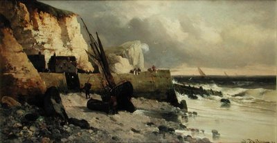 Angeln an einer Mole von Jules G Bahieu