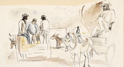 Schwarz und zwei Karren von Jules Pascin