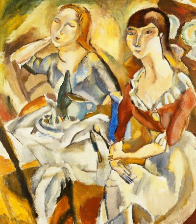 Junge Mädchen sitzen zusammen von Jules Pascin