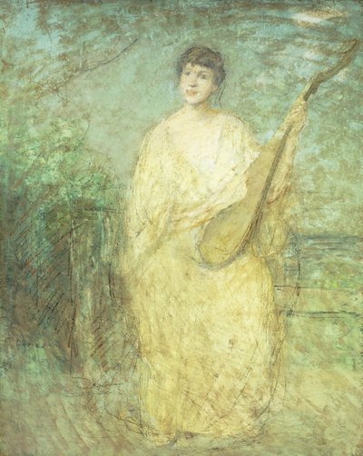 Modell mit Laute von Julian Alden Weir
