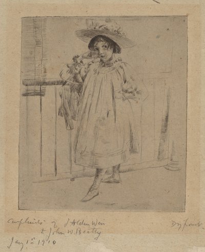 Junges Mädchen mit großem Hut von Julian Alden Weir