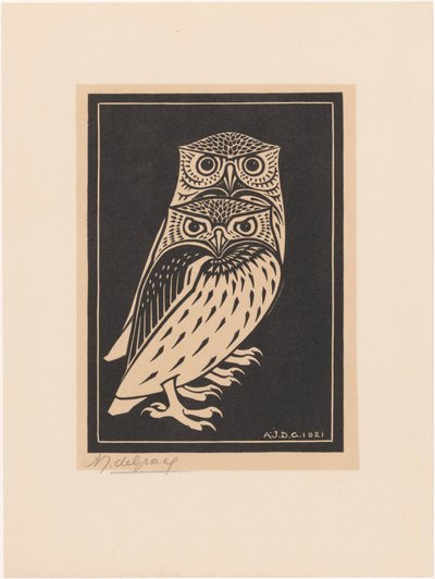 Zwei Eulen von Julie de Graag (signed by artist)